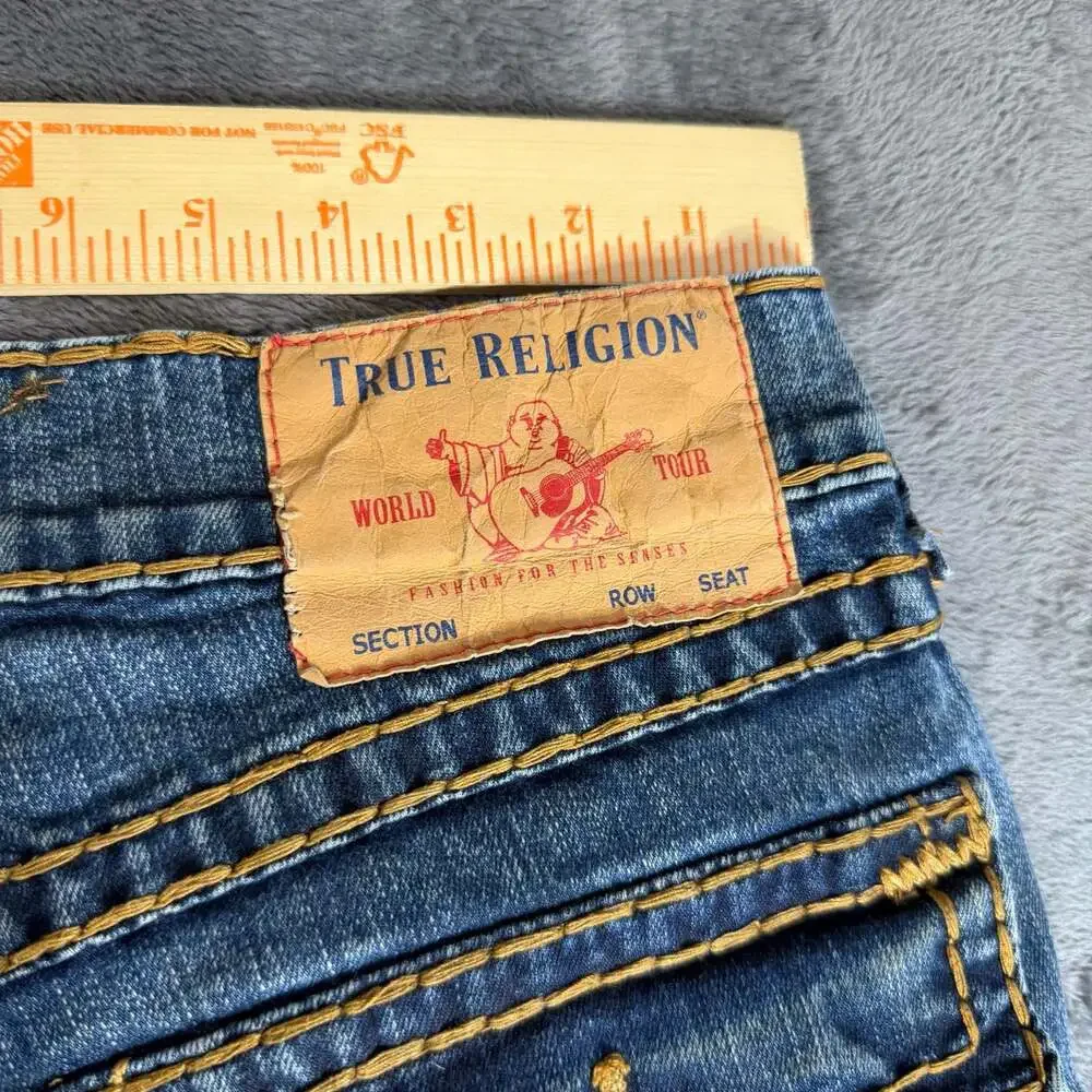 True Religion Mens Ricky Relaxed Straight Leg Super T 32x32 Blue Missing Button